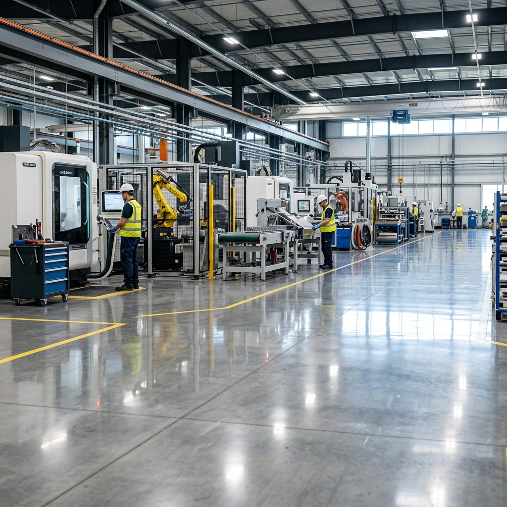 Polished concrete industrial floor project